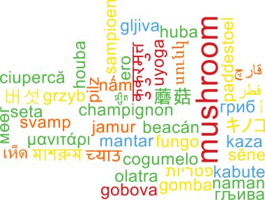 Mantar çok dilli wordcloud arka plan kavramı