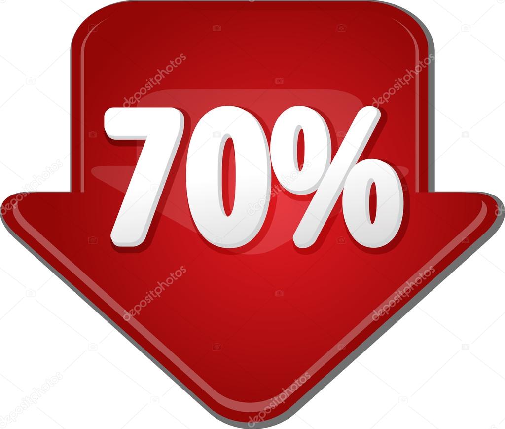 Seventy percent down arrow bubble illustration — Stock Photo © kgtohbu