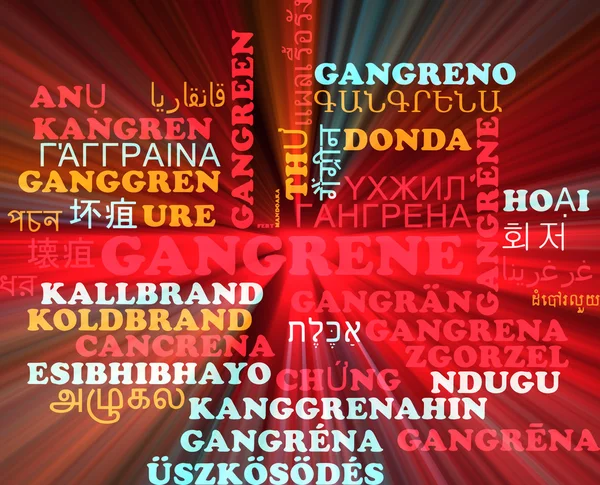 Kallbrand multilanguage wordcloud bakgrund begreppet glödande — Stockfoto