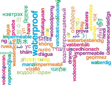 Waterproof multilanguage wordcloud background concept