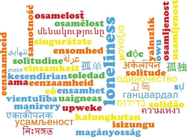 Magány többnyelvű wordcloud háttér koncepció — Stock Fotó