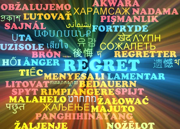 Regret multilingue wordcloud concept de fond lumineux — Photo