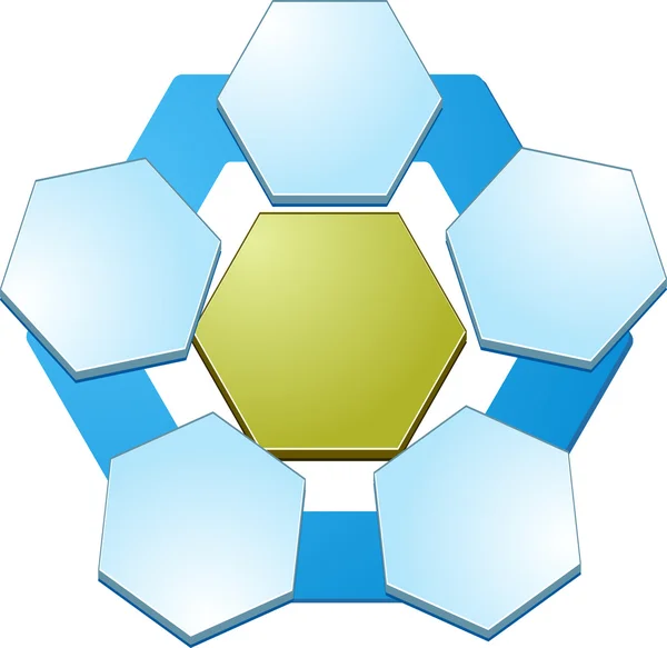 Vijf lege zesvlak relatie zakelijke diagram illustratie — Stockfoto