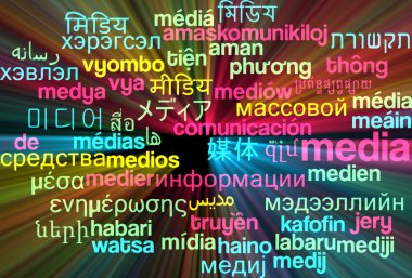 parlayan medya çoklu dil wordcloud arka plan kavramı