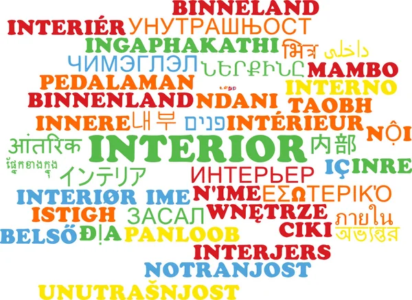 Interiör multilanguage wordcloud bakgrunden koncept — Stockfoto