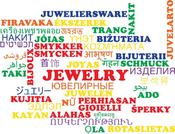 Smycken multilanguage wordcloud bakgrunden koncept — Stockfoto