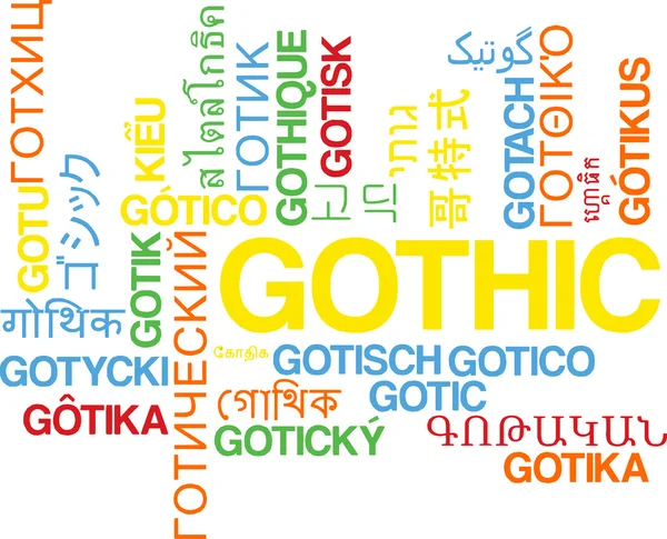 Gothic multilanguage wordcloud background concept — Stock Photo, Image