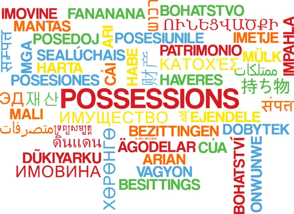 Possessions multilanguage wordcloud background concept — Stock Photo, Image