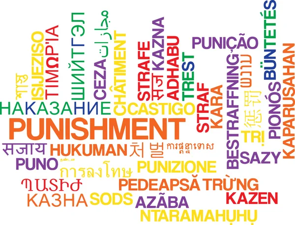 Punishment multilanguage wordcloud background concept — Stockfoto