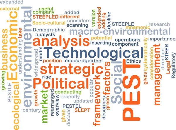Political economic social technological PEST background concept — Stock Photo, Image