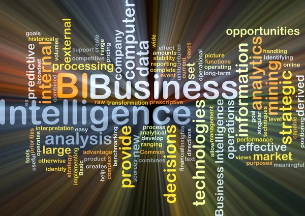 Business intelligence BI background concept glowing — Stock Photo, Image