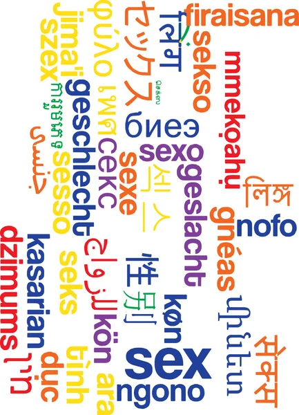 Sexo multilíngue wordcloud fundo conceito — Fotografia de Stock