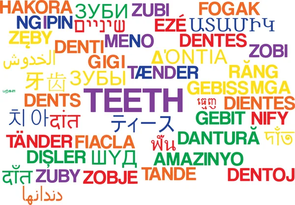 Dents multilingue wordcloud concept de fond — Photo