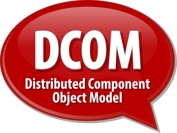 Ilustración de burbuja de voz de definición de acrónimo DCOM —  Fotos de Stock