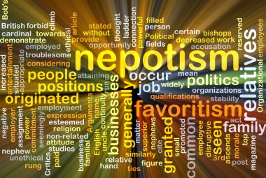 Nepotism background concept glowing
