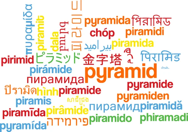 Pyramid multilanguage wordcloud background concept — 图库照片