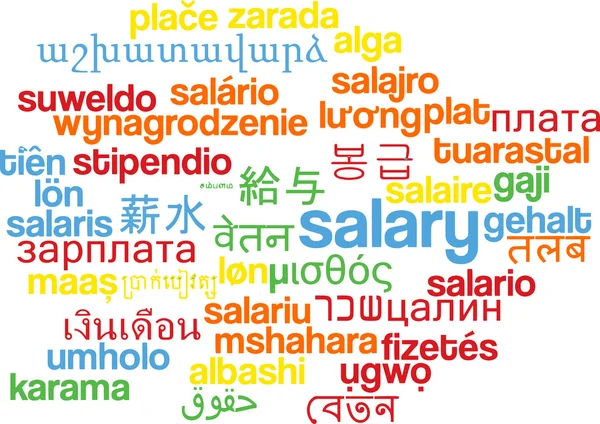 Salary multilanguage wordcloud background concept — Stockfoto