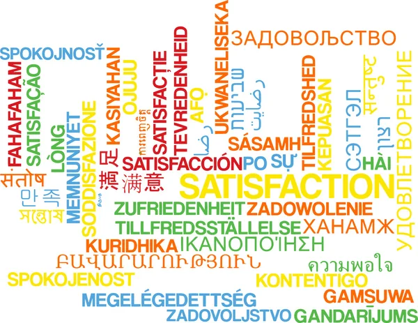 Satisfacción multilenguaje wordcloud background concept —  Fotos de Stock