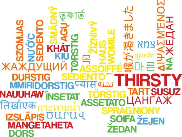 Thristy multilanguage wordcloud background concept — Stok fotoğraf