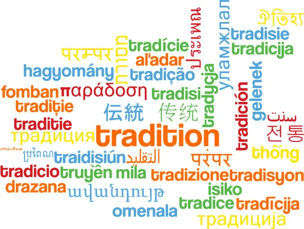 Tradition multilanguage wordcloud background concept — Stock fotografie