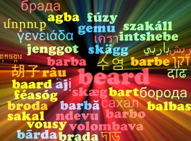 Parlayan sakal çok dilli wordcloud arka plan kavramı