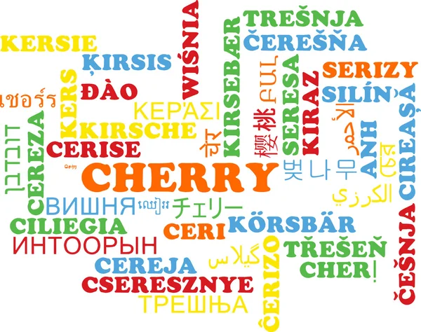 Cherry multilanguage wordcloud background concept — Φωτογραφία Αρχείου