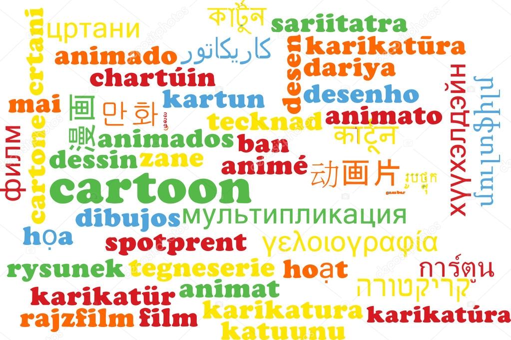 Cartoon multilanguage wordcloud background concept — Stock Photo