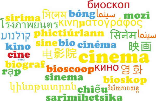 Cinema multilanguage wordcloud background concept — Stock Photo, Image