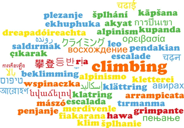 Klettern mehrsprachige Wordcloud-Hintergrundkonzept — Stockfoto