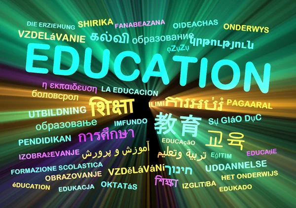 Éducation multilingue wordcloud concept de fond rayonnant — Photo
