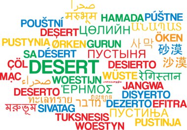 Çöl çok dilli wordcloud arka plan kavramı