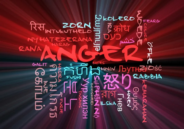 Гнев многоязычной концепции Wordcloud — стоковое фото