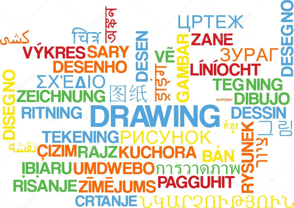 Drawing multilanguage wordcloud background concept — Stock Photo