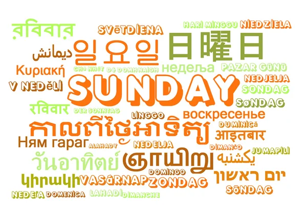 Dimanche multilingue wordcloud concept de fond — Photo