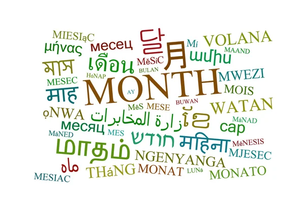 Month multilanguage wordcloud background concept — Stock Photo, Image