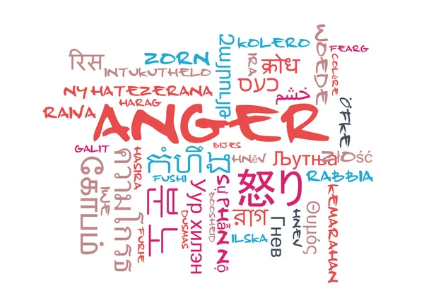 Anger multilanguage wordcloud background concept — 图库照片
