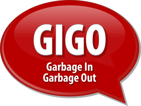 Ilustración de burbuja de voz de definición de acrónimo GIGO — Foto de Stock