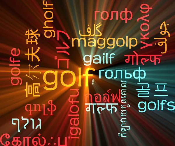 Golf multilanguage wordcloud background concept glowing — Stock Photo, Image
