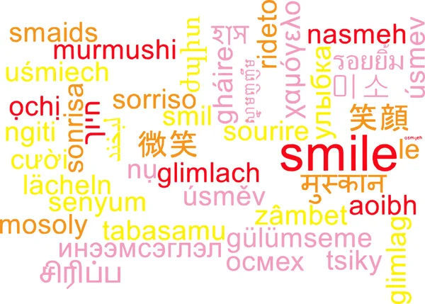 Sourire multilingue wordcloud concept de fond — Photo