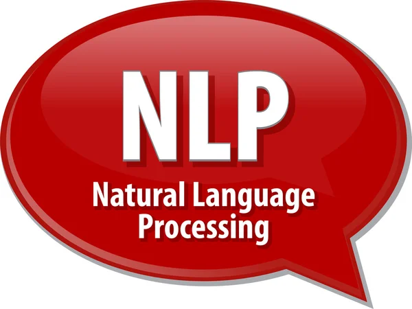 NLP akronim definicji mowy bąbelek ilustracja — Zdjęcie stockowe