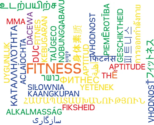 Fitness multilanguage wordcloud background concept — Stock Photo, Image