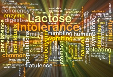Lactose intolerance background concept glowing