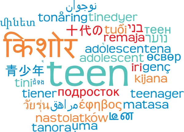 Teen multilanguage wordcloud background concept — Stockfoto