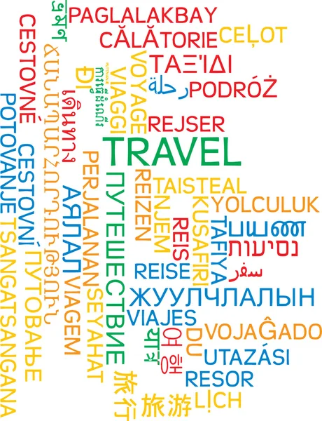 Viaggio multilingua wordcloud concetto di sfondo — Foto Stock