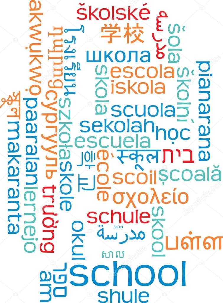 School multilanguage wordcloud background concept