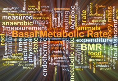 Basal metabolic rate BMR background concept glowing clipart