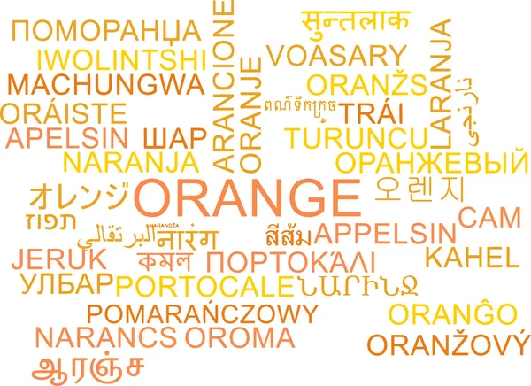 Concetto di sfondo di wordcloud multilingue arancione — Foto Stock