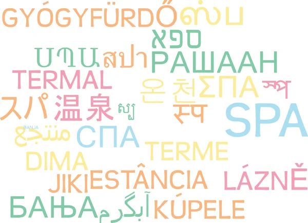 Spa multilanguage wordcloud background concept — Stok fotoğraf