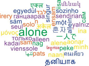 Yalnız çok dilli wordcloud arka plan kavramı