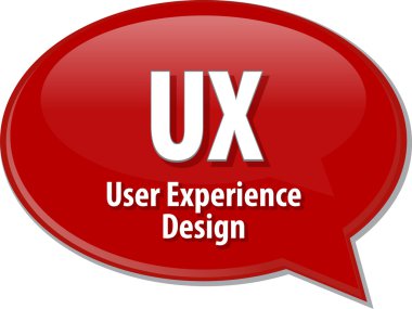 UX acronym definition speech bubble illustration